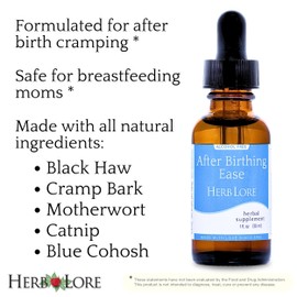 Herb Lore After Birthing Ease Tincture – Postpartum Drops for After Birth Cramping & Contractions with Cramp Bark, Blue Cohosh & Motherwort (1 fl oz)