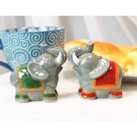 Ebros Carnival Circus Elephants With Trunks Up Magnetic Salt And Pepper Shakers Set Figurines Party Kitchen Tabletop Safari Zoo Elephant Collectible Decorative Accents
