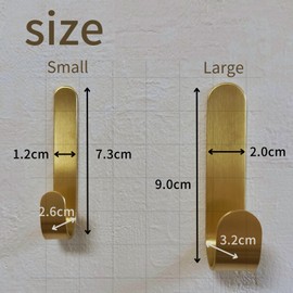 Brass Brass Wall Hanging Hooks, No Drilling, Set of 2 (Large)