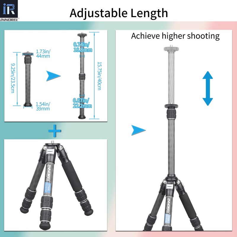 INNOREL ER222C Universal Carbon Fiber Tripod Center Column Extension Pole