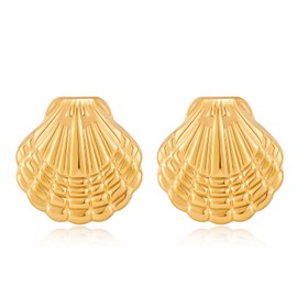 AOLIMI Gold Seashell Stud Earrings for Women Sea Shell Stud Earrings Summer Beach Earrings Nautical Jewelry
