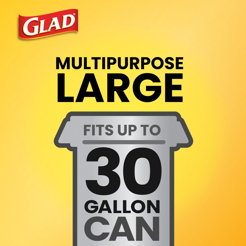 Glad Protection Series Large 30 Gallon Trash Bags, Unscented Heavy