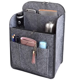 VANCORE Back-In Backpack, Vertical, A4, A5, B5, Backpack-In Bag, Organize Contents of Backpack, Divider Bag, Vertical, Large, Small, Business Trips, 2 Zippered Pockets for Documents, gray