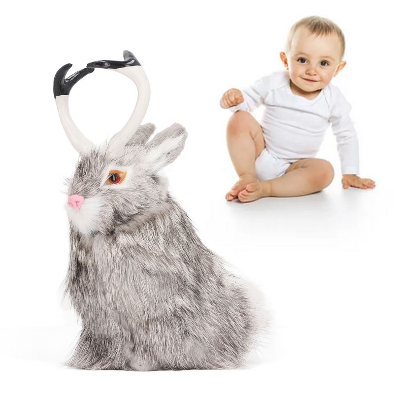 Simulation Antler Rabbit Ornament Cute Rabbit Home Decorations Animal Model
