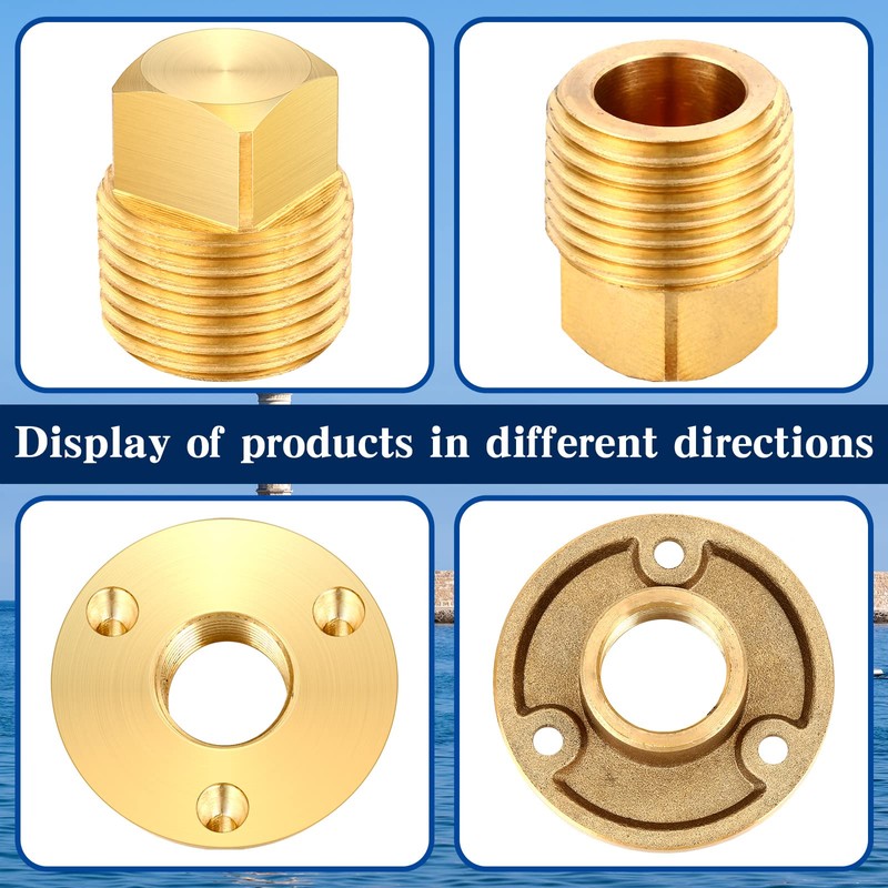 Lounsweer 4 Pieces Brass Boat Drain Plug Kit 1/2 Inch