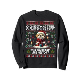 Shih Tzu Christmas Tree Lights Decorations Dog Lover Xmas Sweatshirt