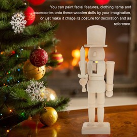 BESPORTBLE Wooden Nutcracker Soldier, Christmas Wooden Unfinished Nutcracker Figurines DIY Blank Unpainted Nutcracker Soldier Christmas Nutcracker Figurines DIY Craft, 8inch