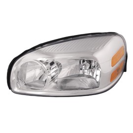 HEADLIGHTSDEPOT Chrome Housing Halogen Headlight Compatible with Buick Pontiac Saturn Montana Relay-1 Relay-2 Relay-3 Sv6 Terraza Uplander Includes Left Driver Side Headlamp