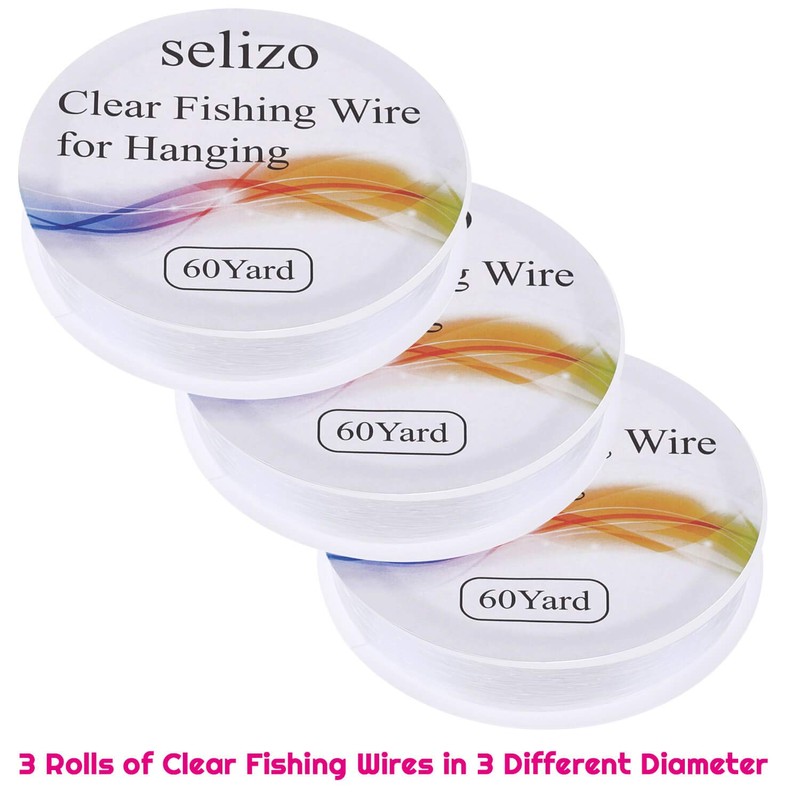 Fishing Wire, Selizo 3Pcs Clear Fishing Line Jewelry String Invisible