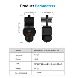 3D Printer Hotend for Bambu Lab A1 Mini/A1 with 0.2mm Hardened Steel Nozzle and Silicone Sock Cover, Extruder Print Head Kit Hot End Support High Temperature High Speed FDM 3D Printer Accessories
