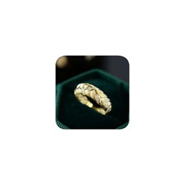 14K Gold Plated 7MM Wide Band Croissant Dome Ring Twisted Braided Gold Plated Ring Chunky Signet Ring for Women Size 10#