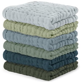 Comfy Cubs Toallitas de Muselina para Bebé (Paquete de 6), Toallas suavea de 6 Capas de Algodón para Piel Sensible – 25 x 25 cm, Grandes, Absorbentes y Delicadas Multicolor Niño