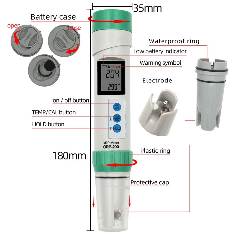 Waterproof ORP TEMP Meter Negative Ion Hydrogen Rich Tester Pen