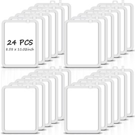 Outus 24 Pcs Mini White Board 8.5 x 11'' Mini Magnetic Whiteboard Small Dry Erase White Board Double Sided Writable Whiteboard Clipboard Pocket Sized Erasable Notepad (White Frame)