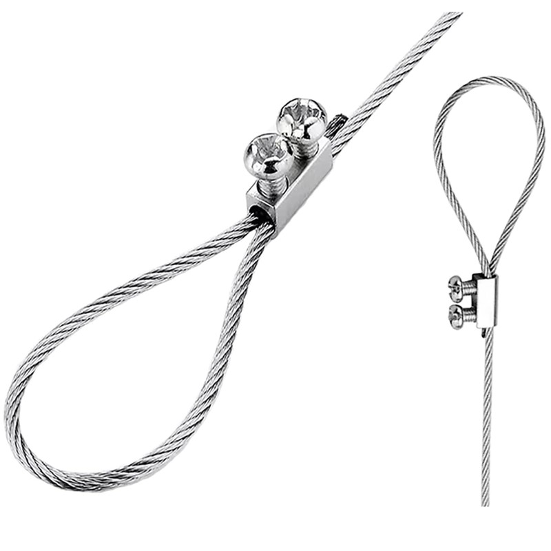Yeanifeana 50 Pack M3 Double Hole Wire Rope Clamps 10x5mm,