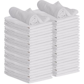 GREEN LIFESTYLE White Shop Towels 12x14, 50 Pack, 100% Cotton Super Absorbent & Durable Shop Rags, Reusable Shop Rags Bulk, Multipurpose Cleaning Towels for Automobiles, Industries, Garage and Home