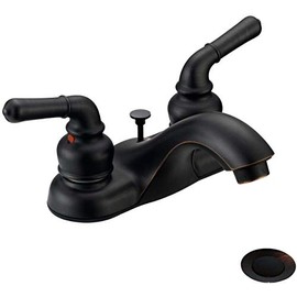 Designers Impressions 652369 Oil Rubbed Bronze Two Handle Lavatory Bathroom Vanity Faucet - Bathroom Sink Faucet with Matching Pop-Up Drain Trim Assembly
