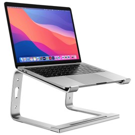 Staples TECH Adjustable Aluminum Laptop Stand ST62653 – 11"–17" Compatibility, Ergonomic Eye-Level Design, Ventilated Cooling, Anti-Slip Base (Silver)