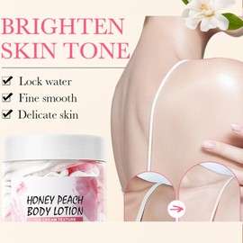 Honey Peach Body Lotion,Hydrating & Nourishing Body Butter with Ice Cream Texture,Intense Moisture,Light & Non Greasy Makes Skin Smooth & Firm,Whipped Body Butter Cream for Dry Skin 6.3 Oz