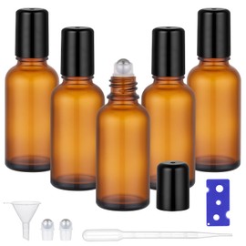 Segbeauty Roll on Vuoto, 5 Pezzi 30ml Marrone Bottiglie per Oli Essenziali, Riempibile e Portatile, Roll on in Vetro per Regalo, Viaggio, Borsa da Mano
