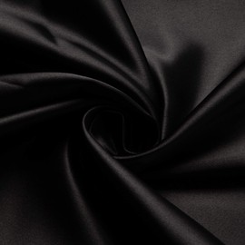 Toray T880-1 Silk Satin Fabric, Approx. 48.0 inches (122 cm) x 3.3 ft. (1 m) Cut, Color BK: Black
