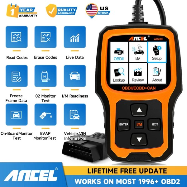 ANCEL AD410 OBD2 CAN Diagnostic Reset Tool Car Erase Fault