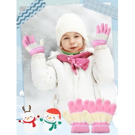 SATINIOR 5 Pairs Kids Gloves Full Fingers Knitted Warm Gloves Winter Mittens for Little Boys and Girls Daily Supplies(Cute Color,3-6 Years Size)