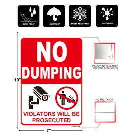2 Pack No Dumping Sign,10"x 7" Video Surveillance Signs Outdoor Warning No Garbage No Dumping Signs Private Property Signs,No Dumping Yard Sign Video Surveillance Signs Violators Will Be Prosecuted Metal Sign,Weatherproof