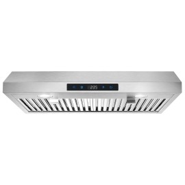Range Hood 30 Inch Under Cabinet, Range Hoods with Touch Control,3-Venting Kitchen Hood,Stainless Steel Vent Hoodplug type: US, voltage (v): 110-120V, Color: Silver