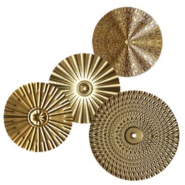 TOPPERFUN 4 Piezas De Decoración De Pared De Hierro Forjado Tapicería Decoración Dorada Adorno De Metal Arte De Pared Geométrico Arte De Pared De Metal Decoración De Baño Arte De