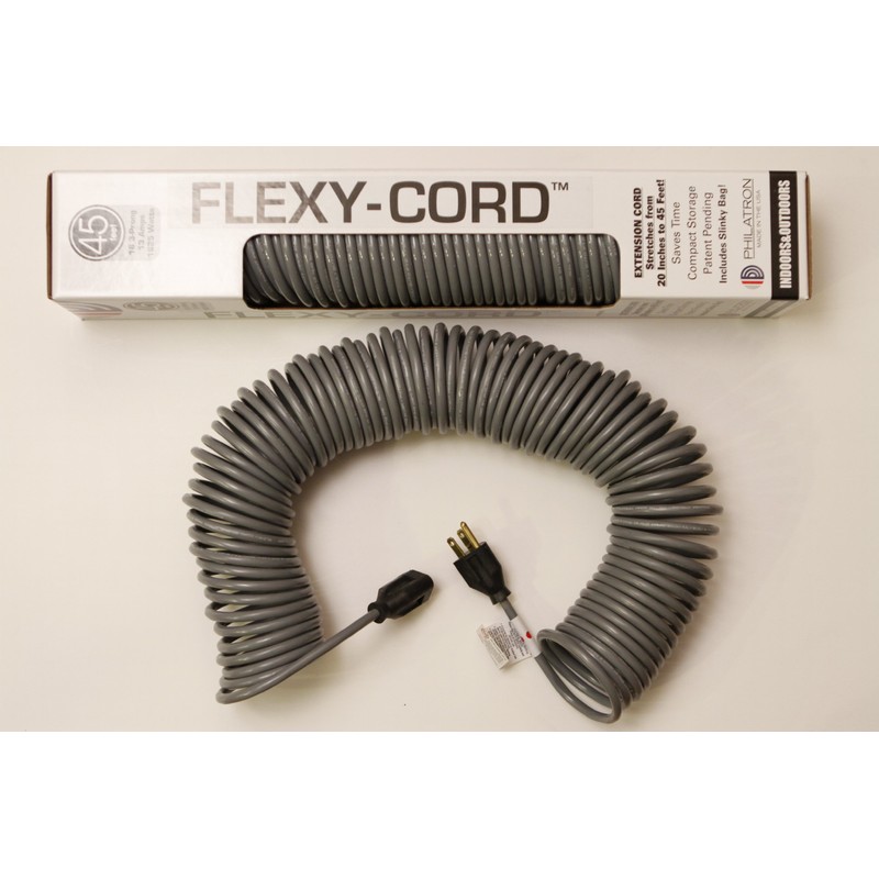 Philatron Flexy Coiled Extension Cord 16 Gauge 13 Amps -