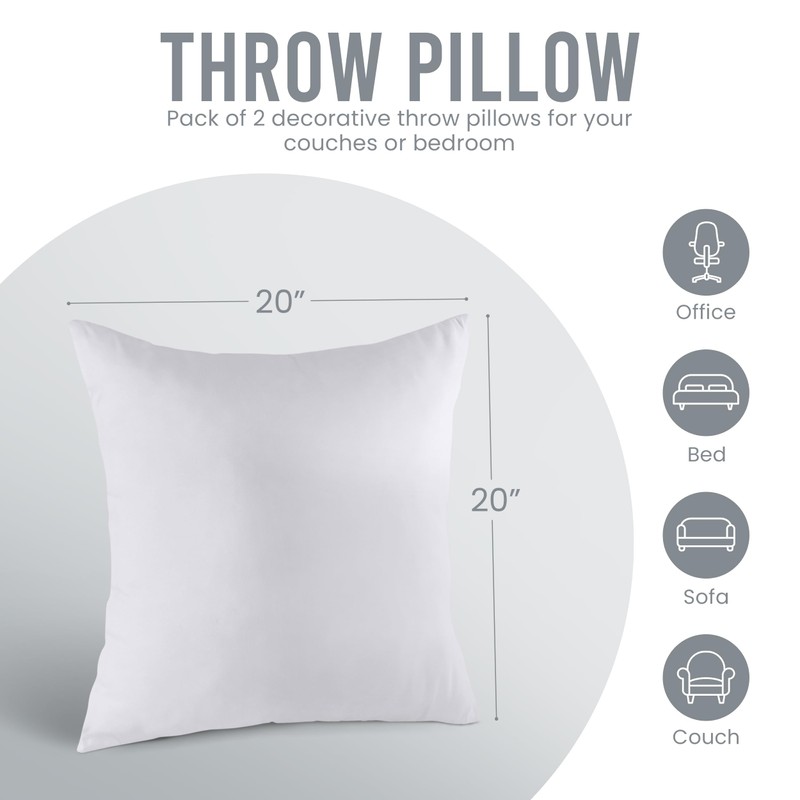 Utopia Bedding Throw Pillows Insert (Pack of 2, White) -