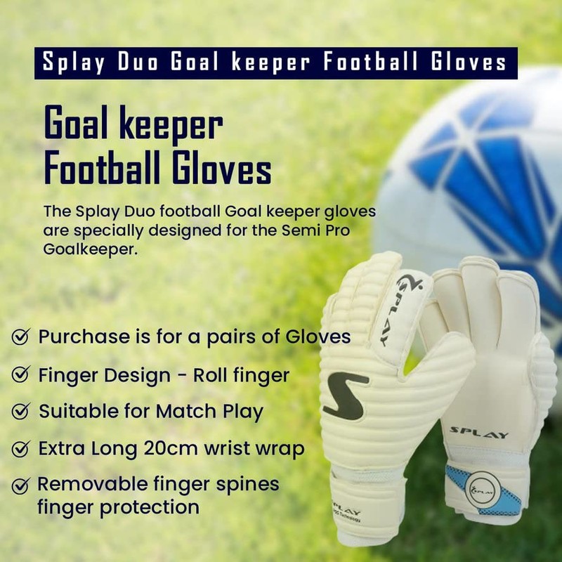 Splay Duo Football Gloves Size 10,Provides Ball Control & Grip,