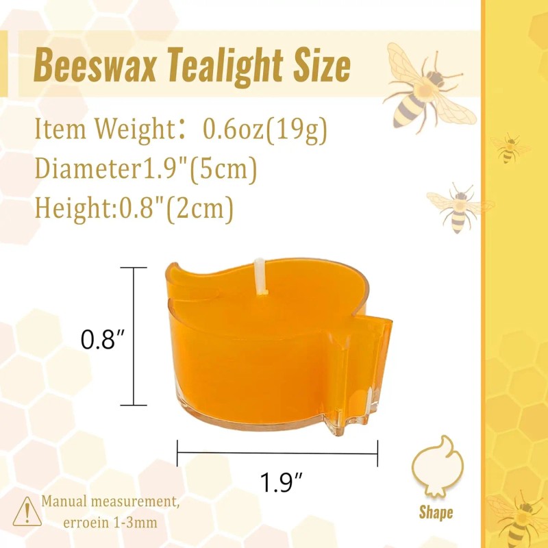 24-Pack Handmade Modern Tealight Candles Bulk Beeswax Tea Lights with