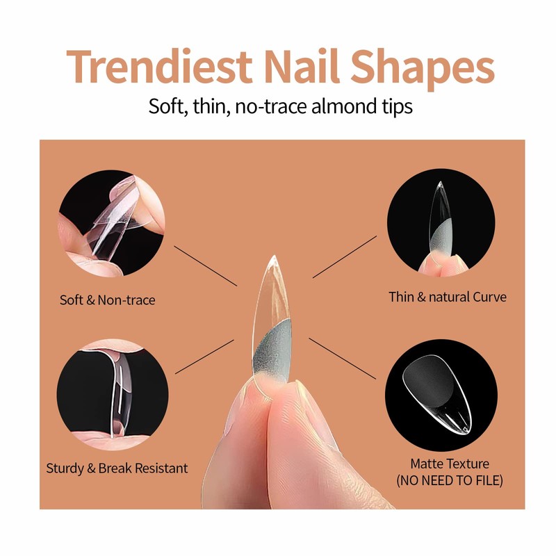 Kredioo Gel X Nail Extension Kit, 500Pcs Acrylic Nail Tips