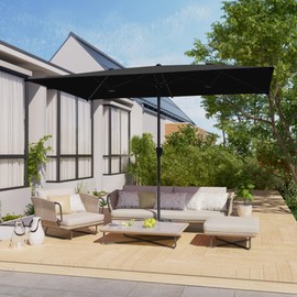 Bonosuki 10 x 6.5FT Large Patio Umbrella, Outdoor Double-Sided Rectangle Market Umbrella with 6 Sturdy Ribs UV Protection for Market, Garden, Deck, Backyard, Pool(No Base)