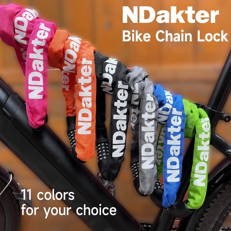 NDakter - Candado de cadena para bicicleta, combinación de 5