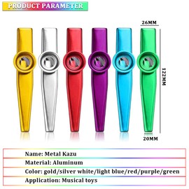6PCS Metal Kazoo Musical Instruments Multipack Kazoo Sets for Kids and Adults Mini Musical Instrument