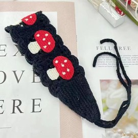 GANPUB 1Pc Hairband, Mushroom Pattern Hairband, Cute Headband Hair Accessories, Sweet Crochet Hair Band, Women's Headbands, Pastoral Style Girls Bandanas Hats and Caps Hair Accessories（Black）
