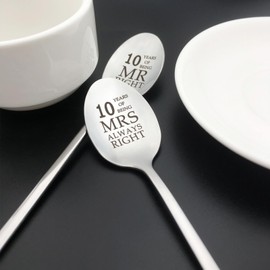 10th Anniversary Spoon Gifts for Couples 10 Year Anniversary Present for Him Her Girlfriend Boyfriend 10th Wedding Anniversary Present for Husband Wife 10 Year Marriage Gift