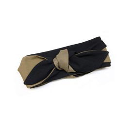 VINGTAINE HB-104-KHABK- Bi-Color Hair Band, Turban, Two Tone Reversible, Solid, Wide, Rolled Turban, Mature