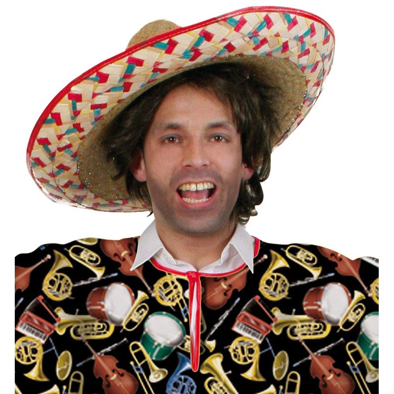KarnevalsTeufel.de Sombrero Size 58 cm Colourful Mexican Mexican Hat Poncho