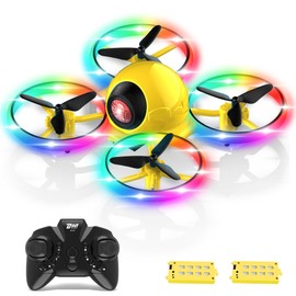 Dwi Dowellin 6.3 Inch 10 Minutes Long Flight Time Mini Drone Crash Proof for Kids with Blinking Light One Key Take Off Spin Flips RC Nano Quadcopter Toys Drones for Beginners Boys and Girls, Yellow