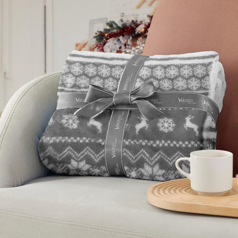 Velosso Chunky Scandi Nordic Hygge Winter Warm Reversible Sherpa Thick
