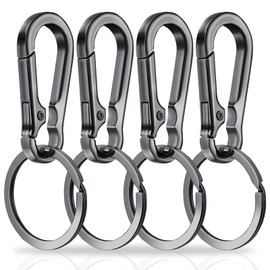 Amaxiu Heavy Duty Carabiner Keychain, Zinc Alloy Keychain with Quick Release Metal Key Ring Clips Organizer for Men Women (4 Pcs Grey)