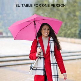 LEAGERA Automatic Umbrella -Collapsible Pocket Flat Umbrella for Travel - Compact Mini Small Ultralight&Portable Umbrellas for Backpack,BUA-62F-Rose Red