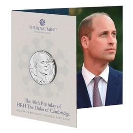 CrawleyCoins 2022 Prince William Duke of Cambridge 40th Birthday UK £5 Brilliant Uncirculated Coin Mint Pack