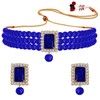 Aheli - Gargantilla con cuentas de cristal tradicional indio azul
