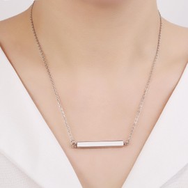 Horizontal Bar Urn Necklace For Ashes For Women Girls Stainless Steel Cremation Pendant Can Put Name/Date/Words Memorial Jewelry Keepsake Gifts (Silver)
