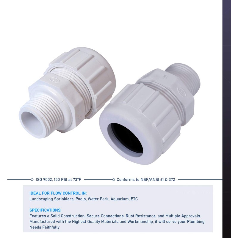 Midline Valve 587DB034 PVC Compression x Male Adapter Pipe Fitting;